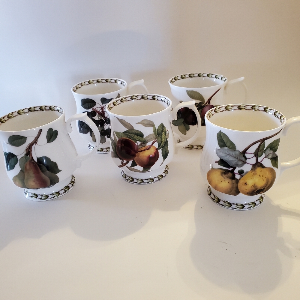 5 Queens Bone China Horticultural Society Hookers Fruit Coffee Tea Mugs Cups
